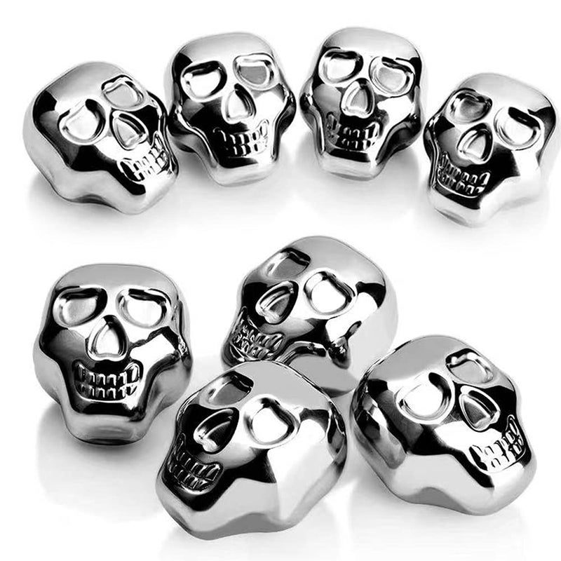 i Kito Reusable Stainless Steel Ice Cube Metal Whiskey Stones for Drinks Skull Shaped Set of 6 by i Kito - Image 1